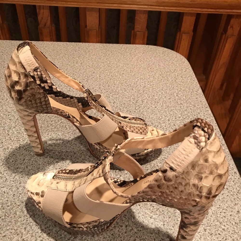 ALEXANDRE BIRMAN Snakeskin T-Strap Sandals